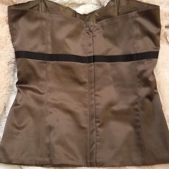 Classy Chestnut Satin Bustier ribbon Corset French - Picture 5 of 6